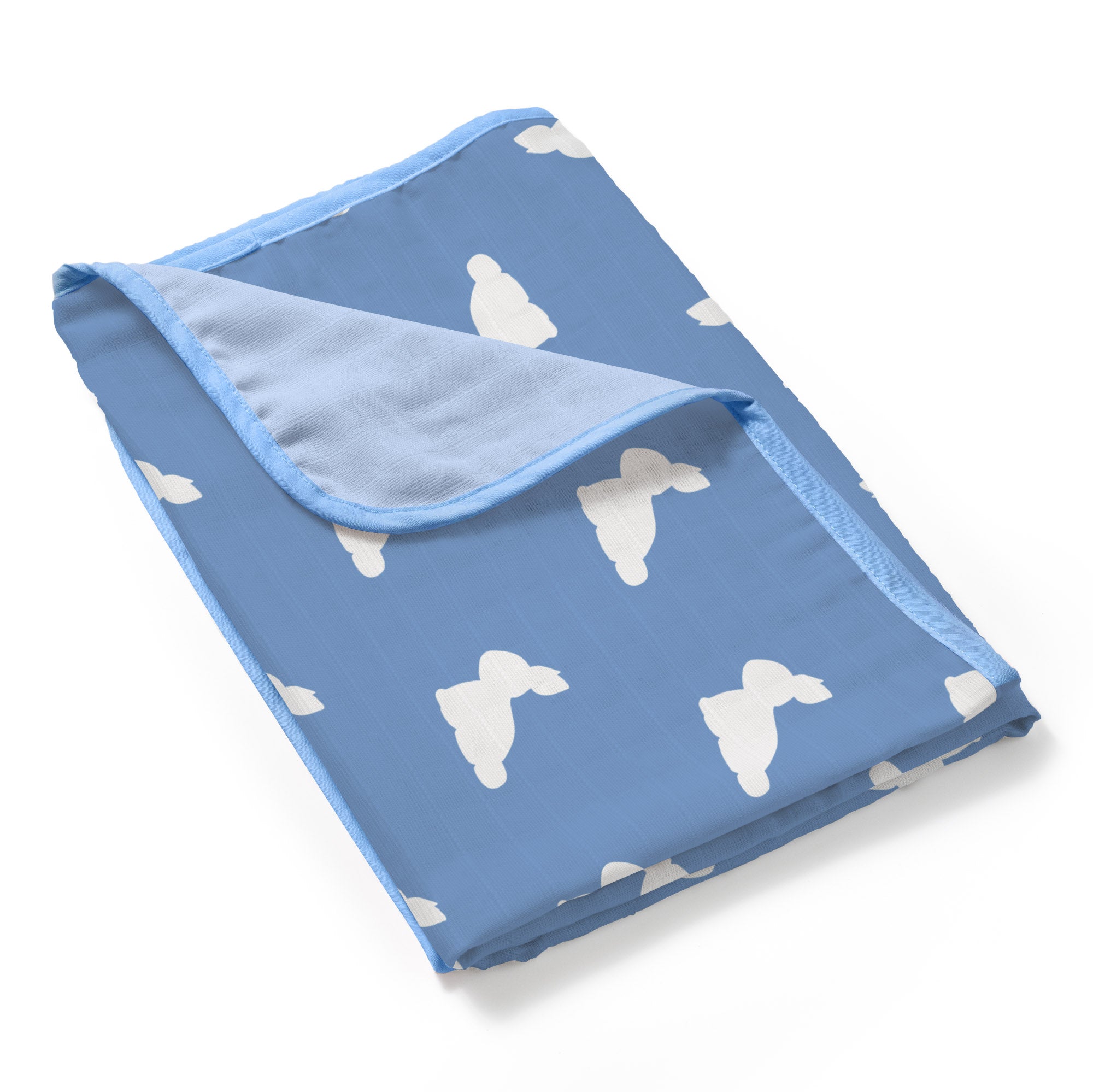 Çift Kat Müslin Battaniye 0.5 TOG -  65x65 cm - Mono Lapin Royal Blue