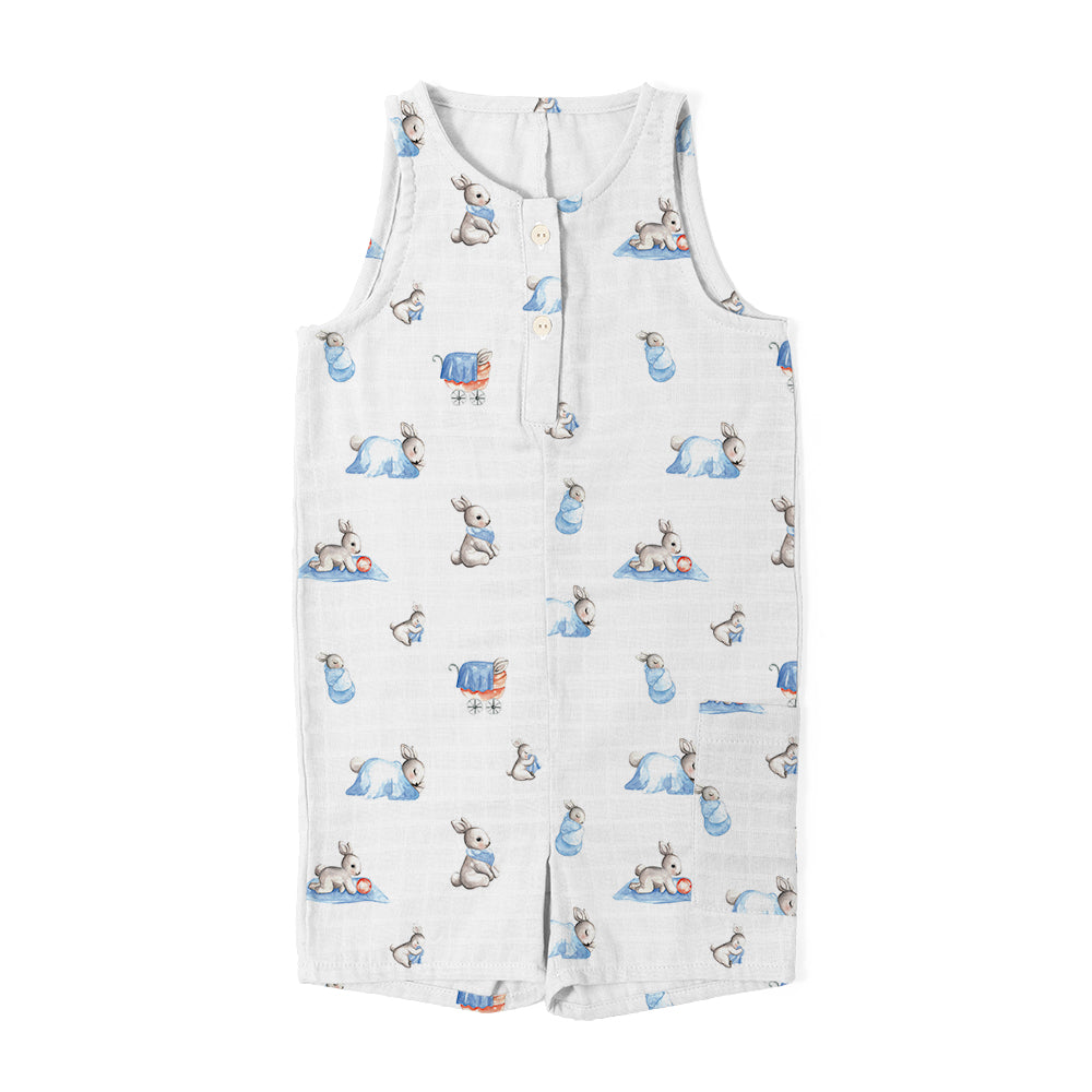 Kısa Paçalı Müslin Bebek Tulum - Bébé Lapin