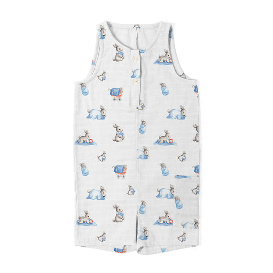 Kısa Paçalı Müslin Bebek Tulum - Bébé Lapin