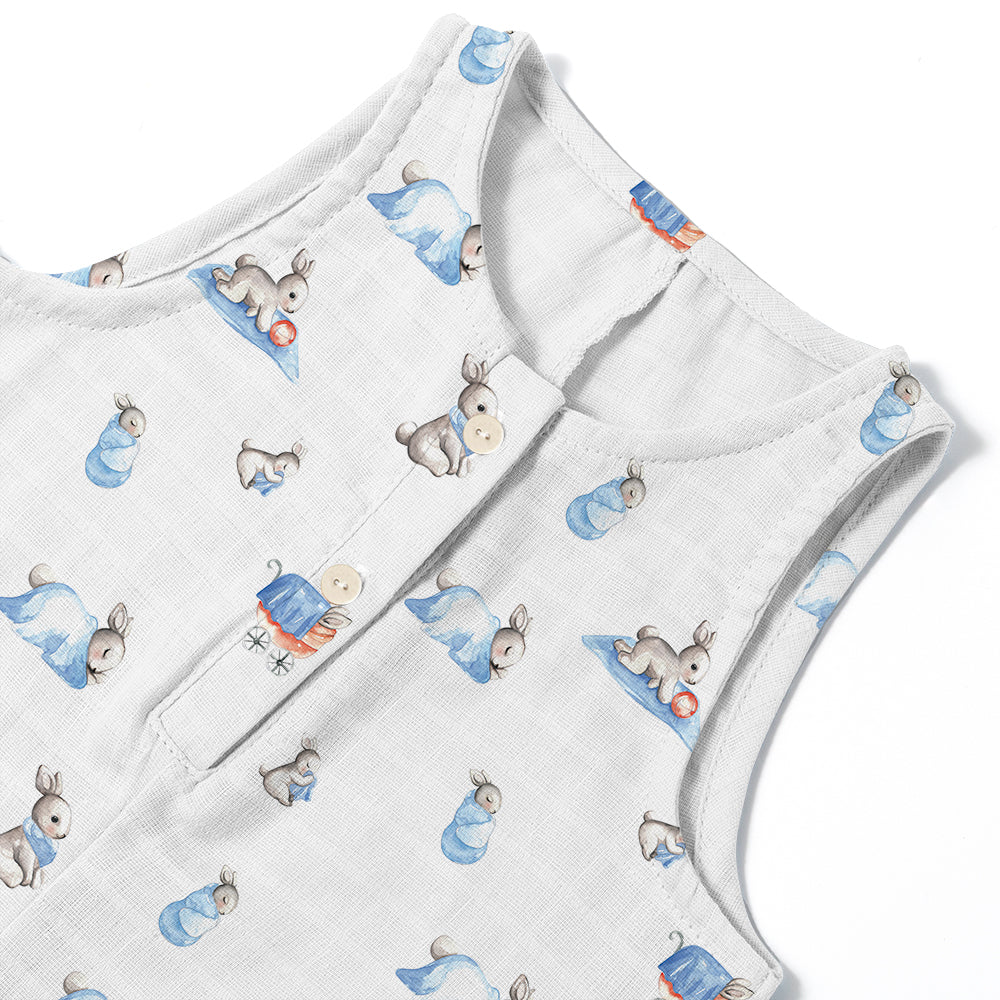 Kısa Paçalı Müslin Bebek Tulum - Bébé Lapin