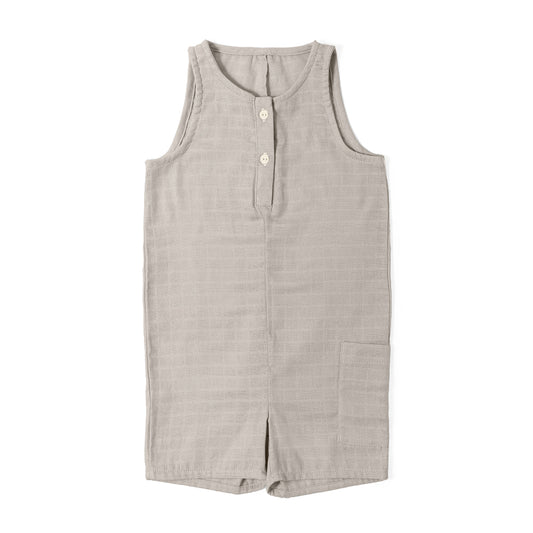 Kısa Paçalı Müslin Bebek Tulum - Cotton Grey
