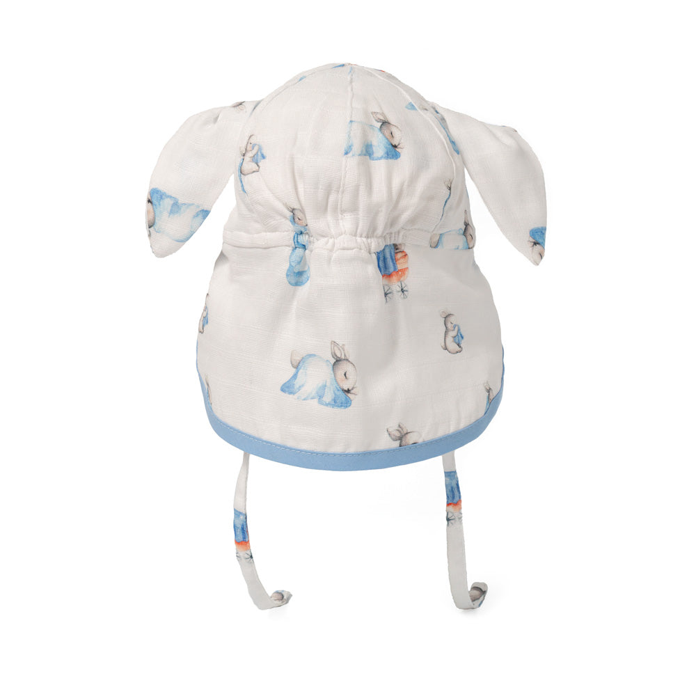 Müslin Ense Korumalı Bebek Şapka - Bébé Lapin