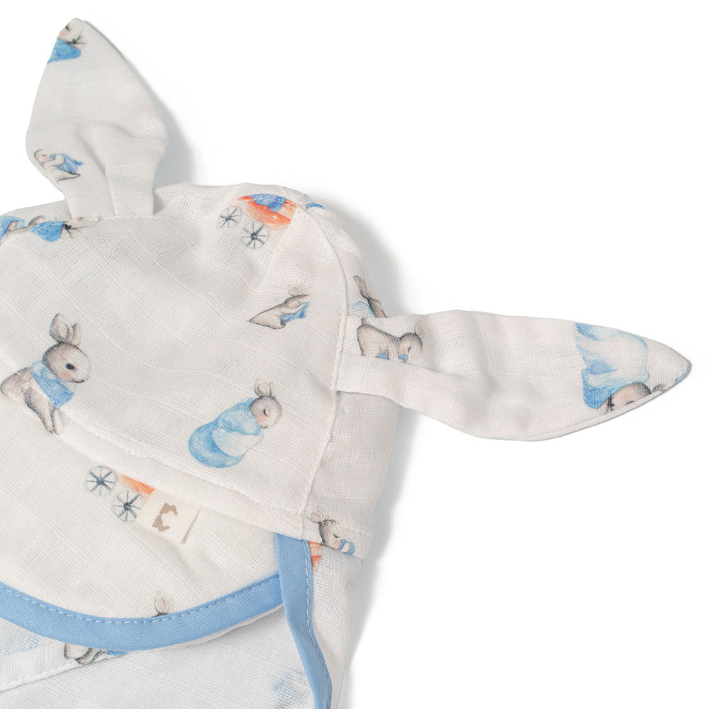 Müslin Ense Korumalı Bebek Şapka - Bébé Lapin
