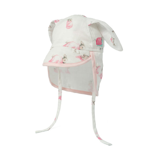 Müslin Ense Korumalı Bebek Şapka - Bébé Lapin Rose