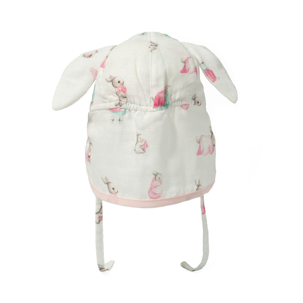 Müslin Ense Korumalı Bebek Şapka - Bébé Lapin Rose