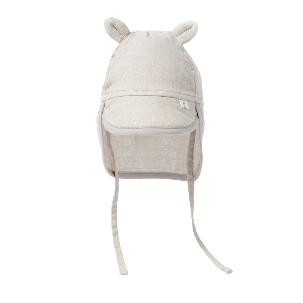 Müslin Ense Korumalı Bebek Şapka - Cotton Grey
