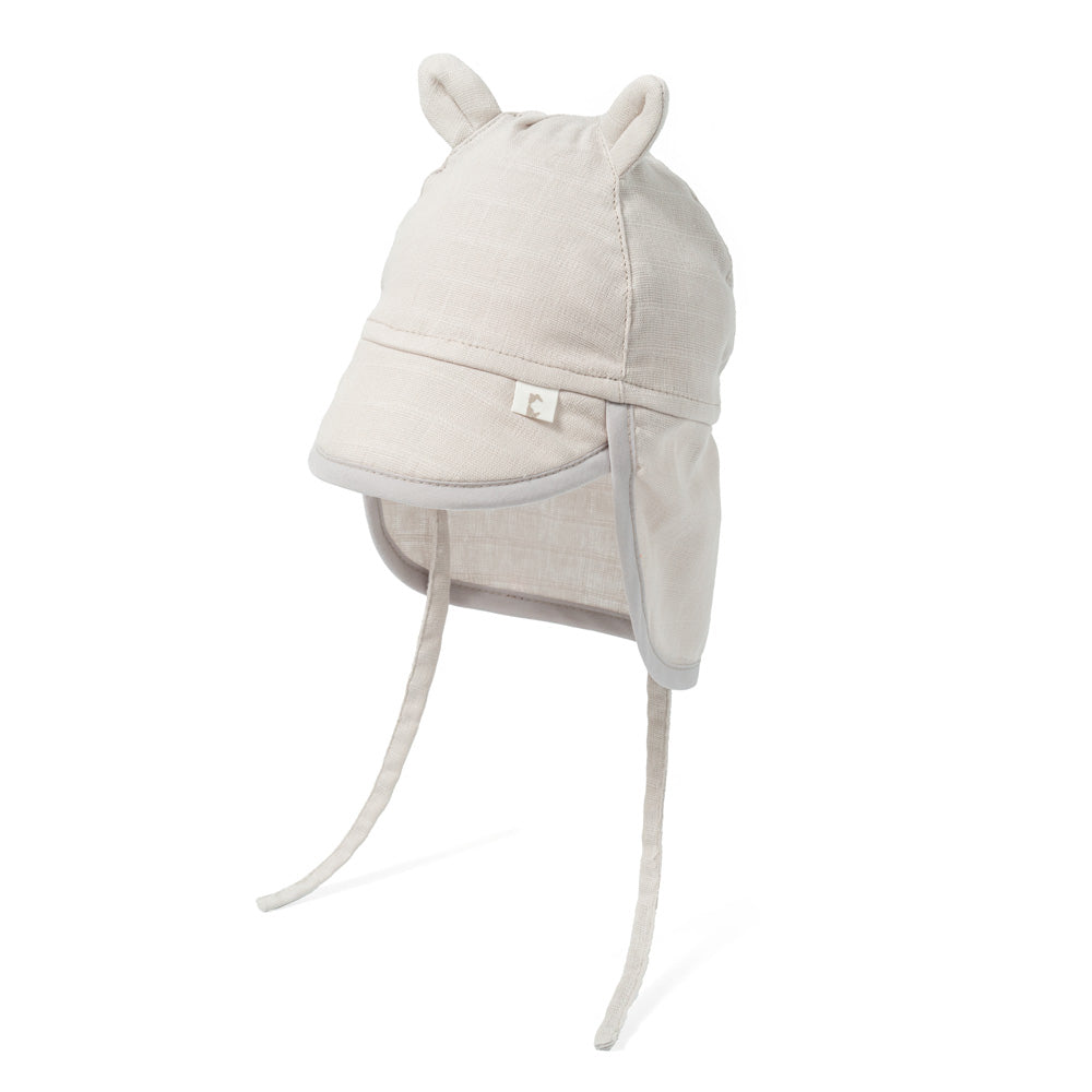 Müslin Ense Korumalı Bebek Şapka - Cotton Grey