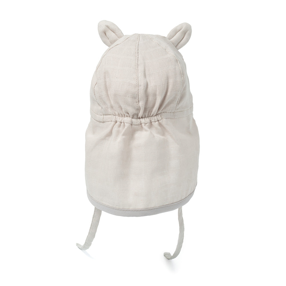 Müslin Ense Korumalı Bebek Şapka - Cotton Grey