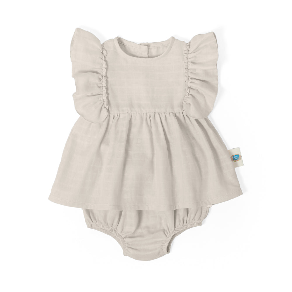 Müslin Fırfırlı Yazlık Elbise - Cotton Grey