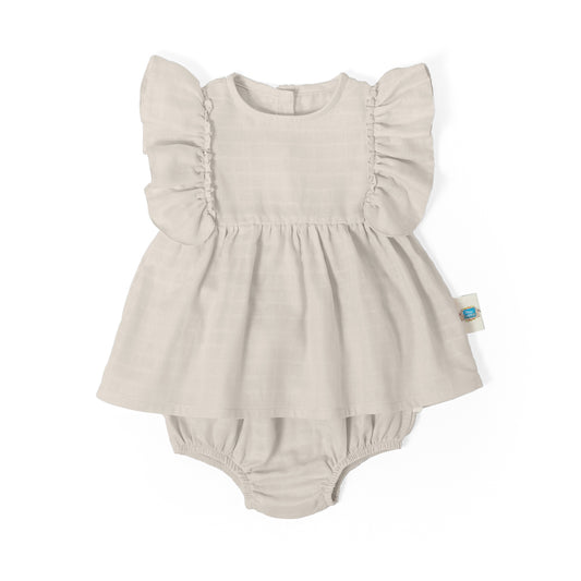 Müslin Fırfırlı Yazlık Elbise - Cotton Grey