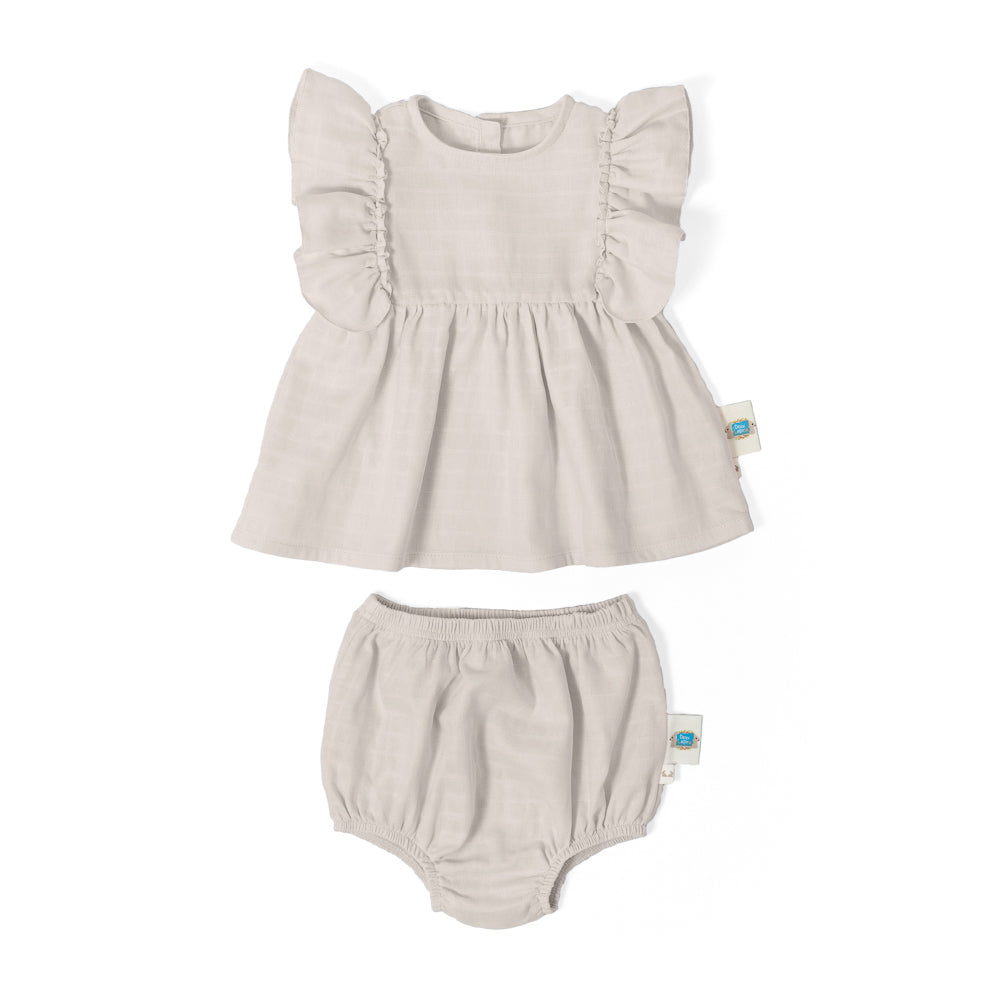 Müslin Fırfırlı Yazlık Elbise - Cotton Grey