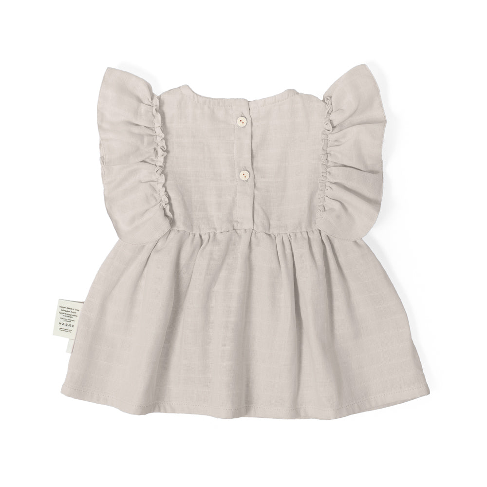 Müslin Fırfırlı Yazlık Elbise - Cotton Grey