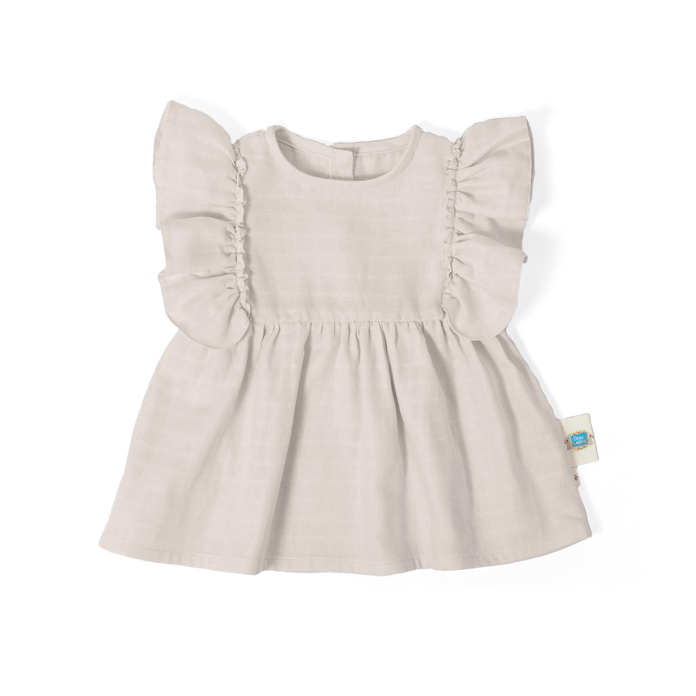 Müslin Fırfırlı Yazlık Elbise - Cotton Grey
