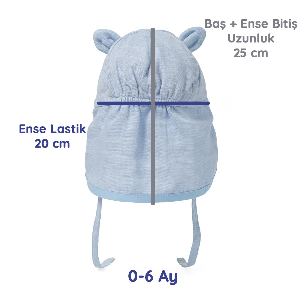 Müslin Ense Korumalı Bebek Şapka - Endless Blue