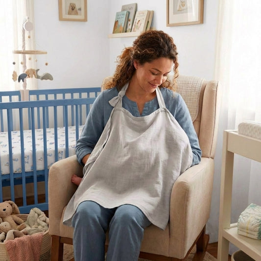 Müslin Bebek Emzirme Önlüğü - Cotton Grey
