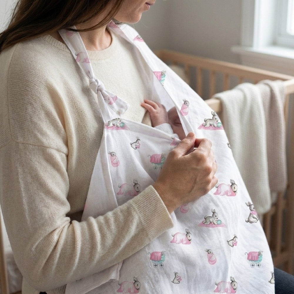 Müslin Bebek Emzirme Önlüğü - Bébé Lapin Rose
