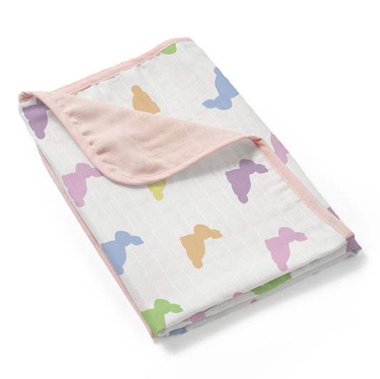 Çift Kat Müslin Battaniye 0.5 TOG -  65x65 cm - Rainbow Lapin Pink