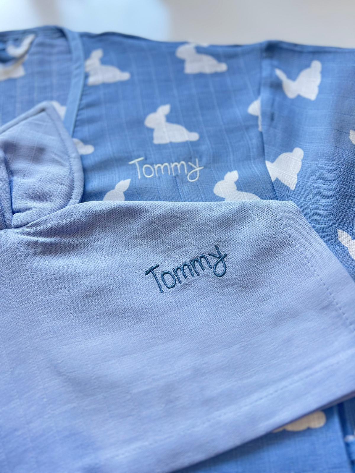 Müslin Çocuk Kimono Bornoz - Mono Lapin Royal Blue