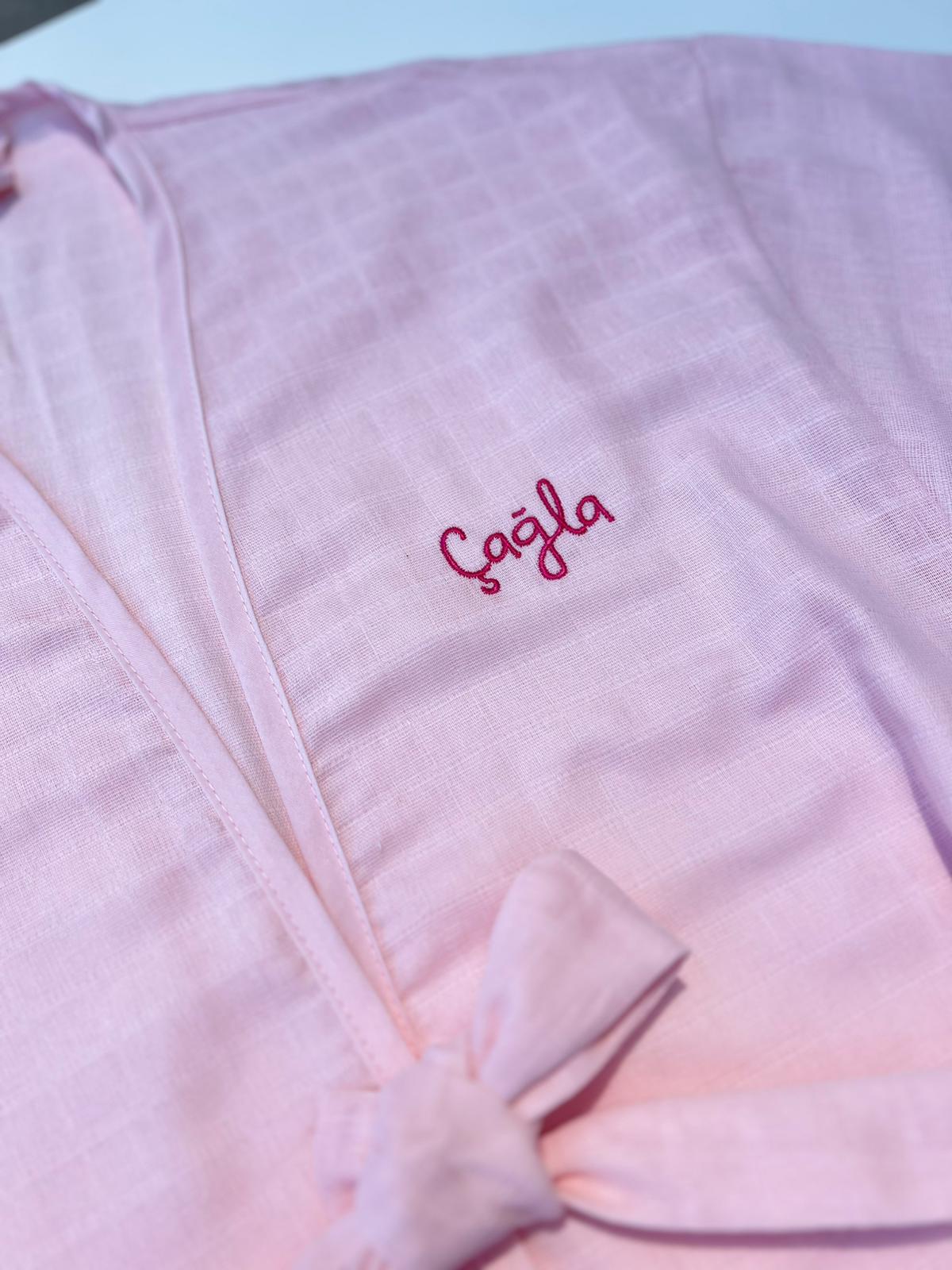 Müslin Çocuk Kimono Bornoz - Innocent Pink