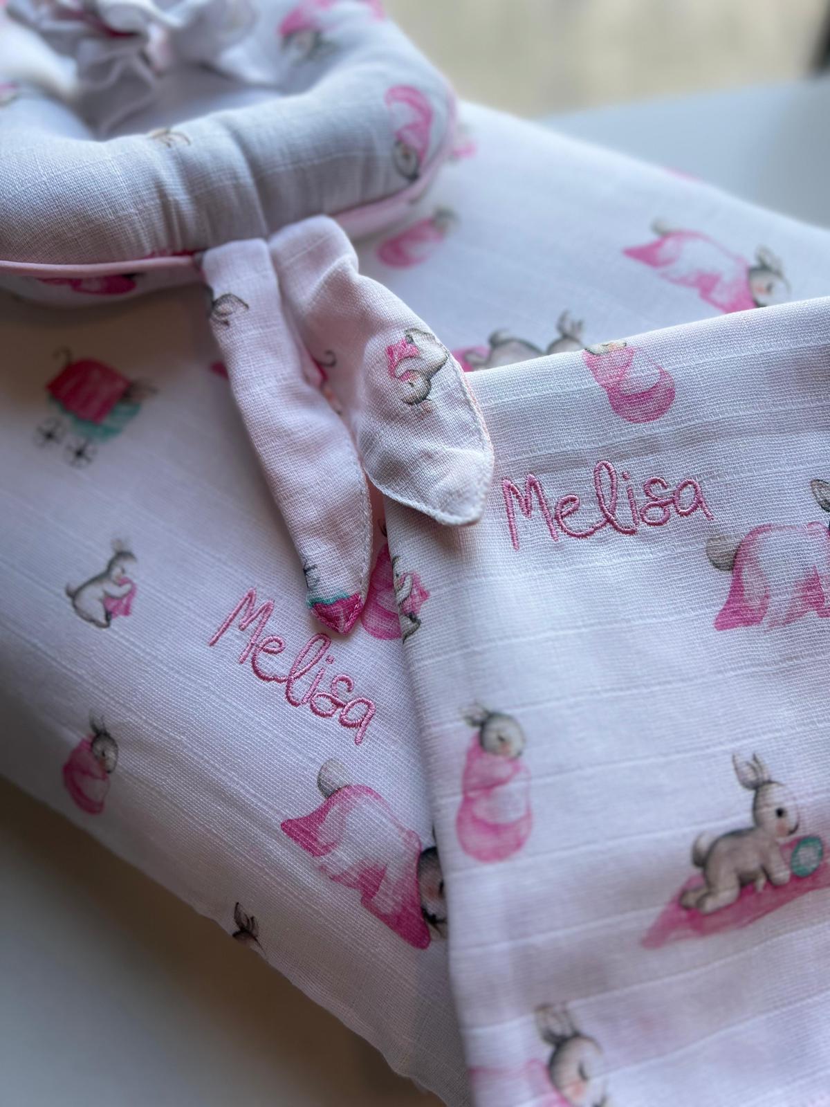 Müslin Bebek Yastığı - Bébé Lapin Rose