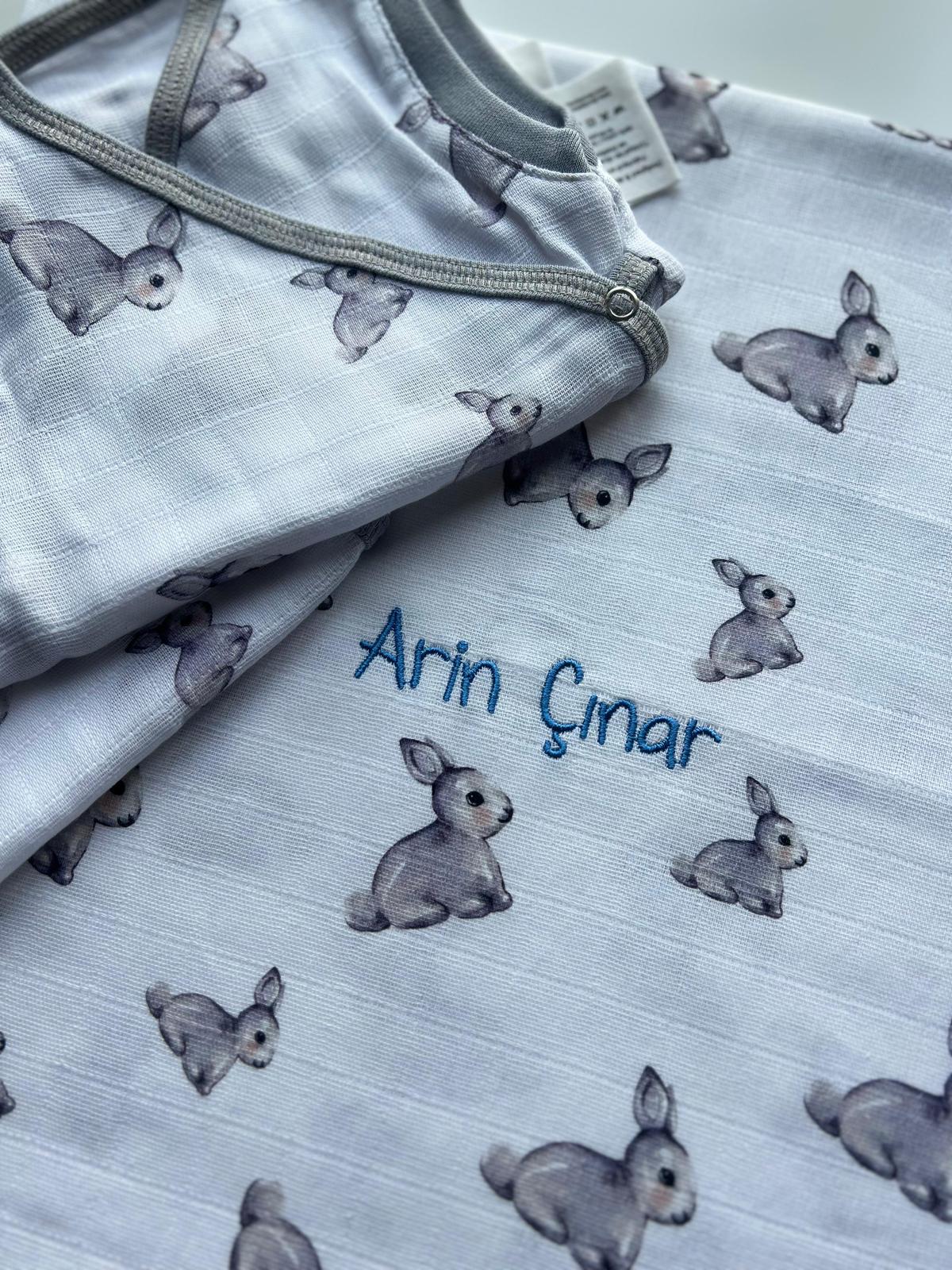 2’li Müslin Bebek Örtüsü – Iconique Lapin ve Cotton Grey - 100x100 cm