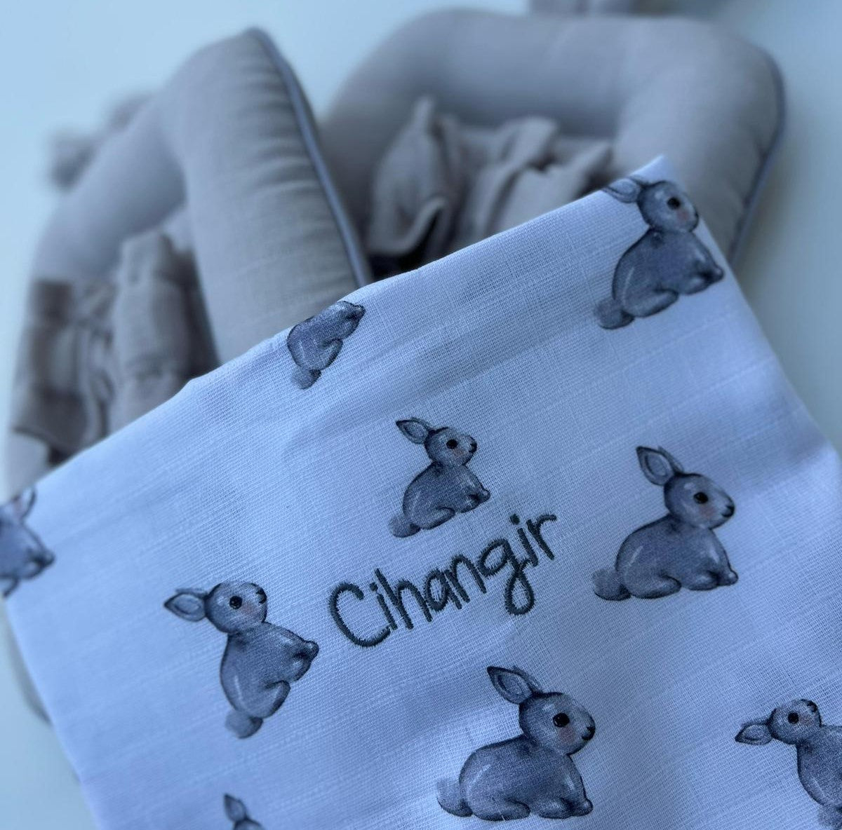 2’li Müslin Bebek Örtüsü – Iconique Lapin ve Cotton Grey - 100x100 cm