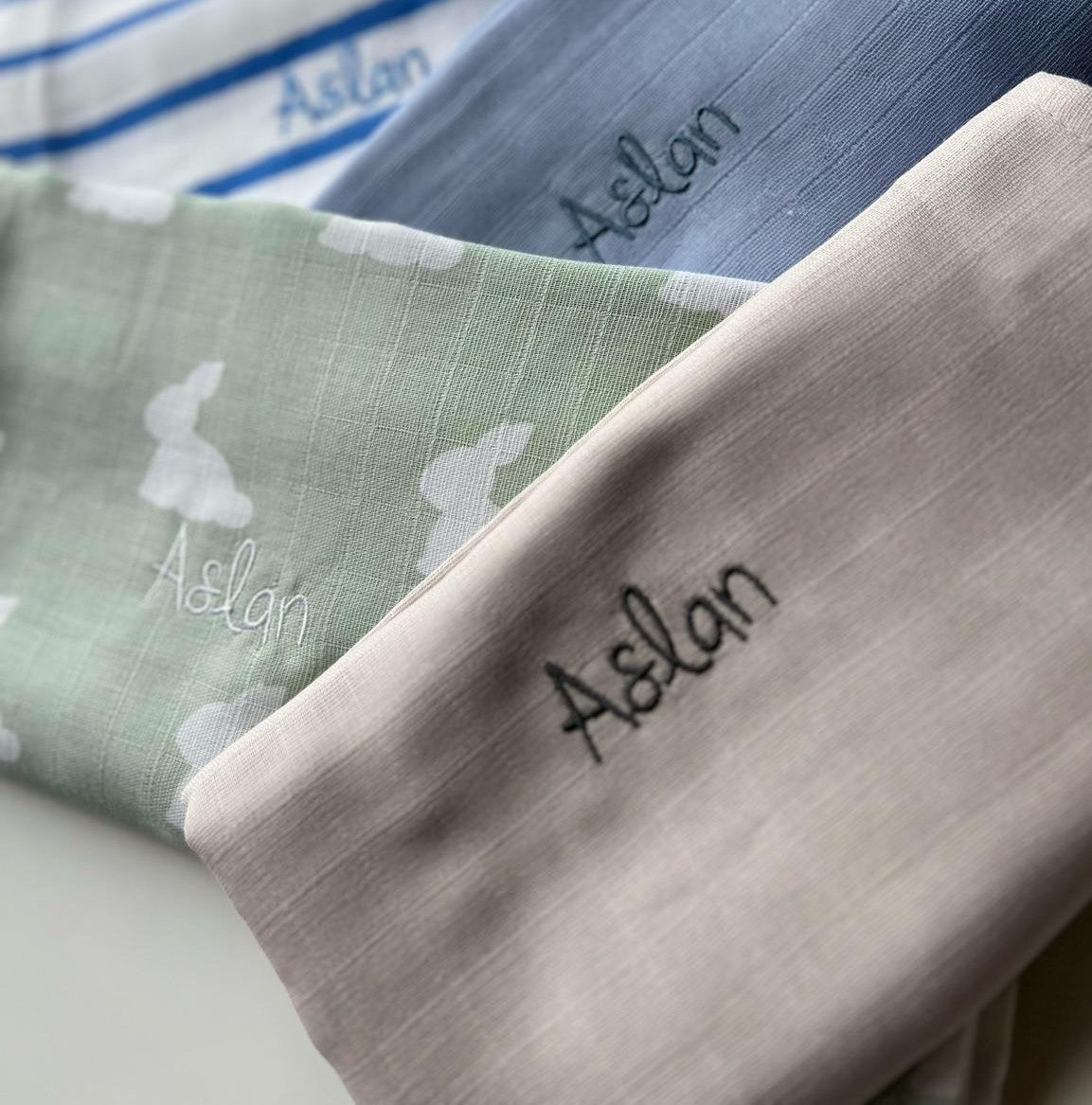 Müslin Bebek Ağız Bezi Paketi – Mono Lapin Matcha Green & Endless Blue 10`lu