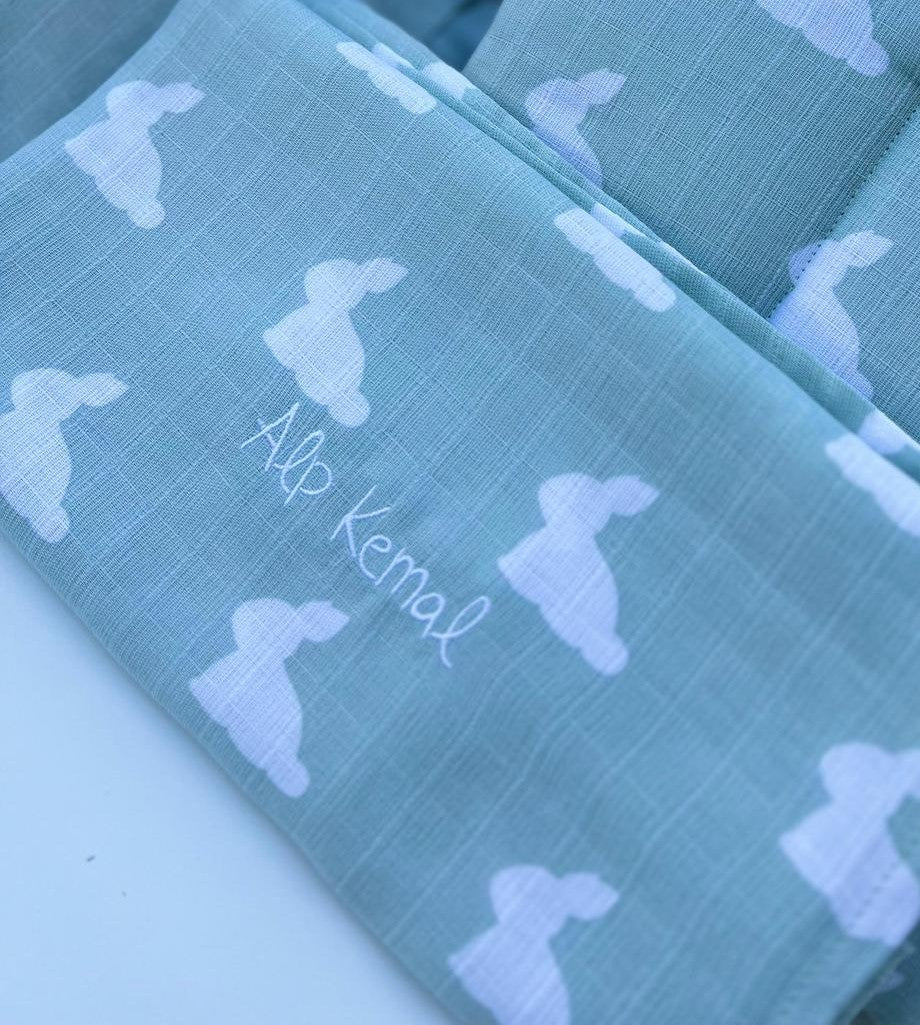 Müslin Bebek Omuz Bezi 5’li - Mono Lapin Matcha Green