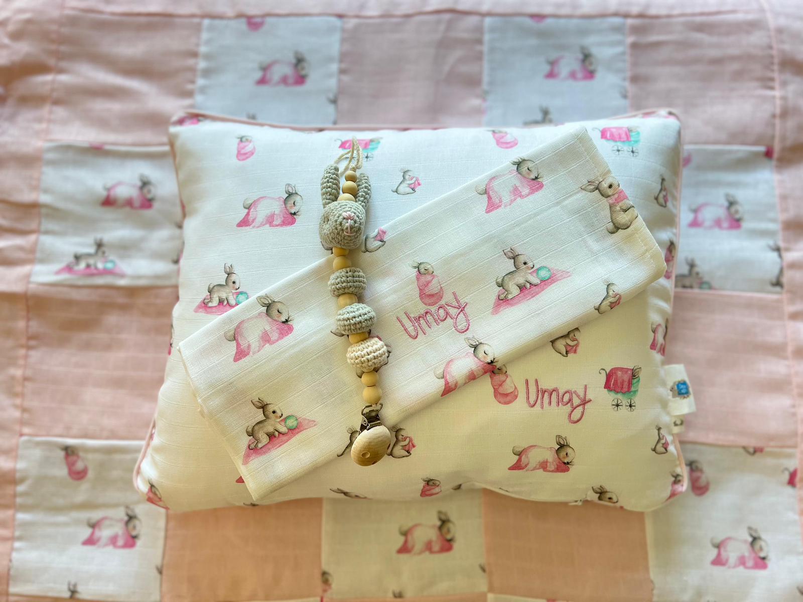 Müslin Bebek Yastığı - Bébé Lapin Rose