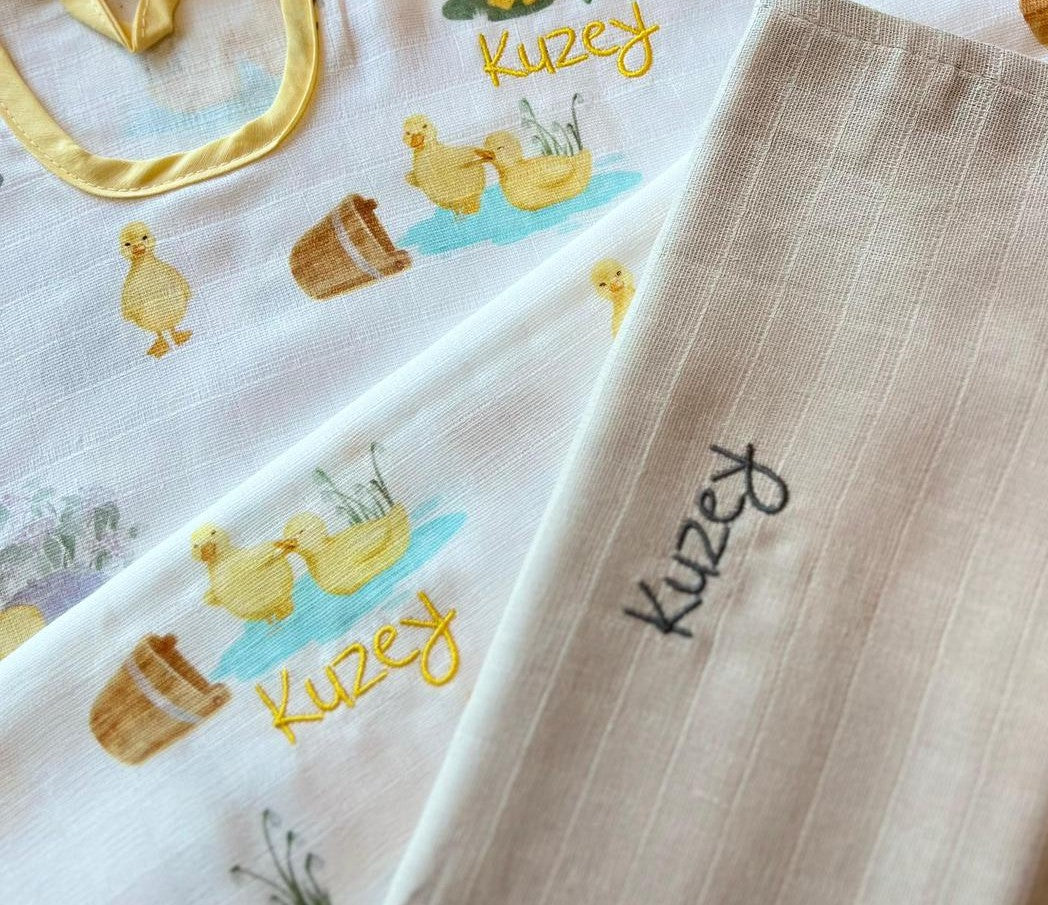 Müslin Bebek Ağız Bezi Paketi – Petits Caneton & Cotton Grey 10`lu