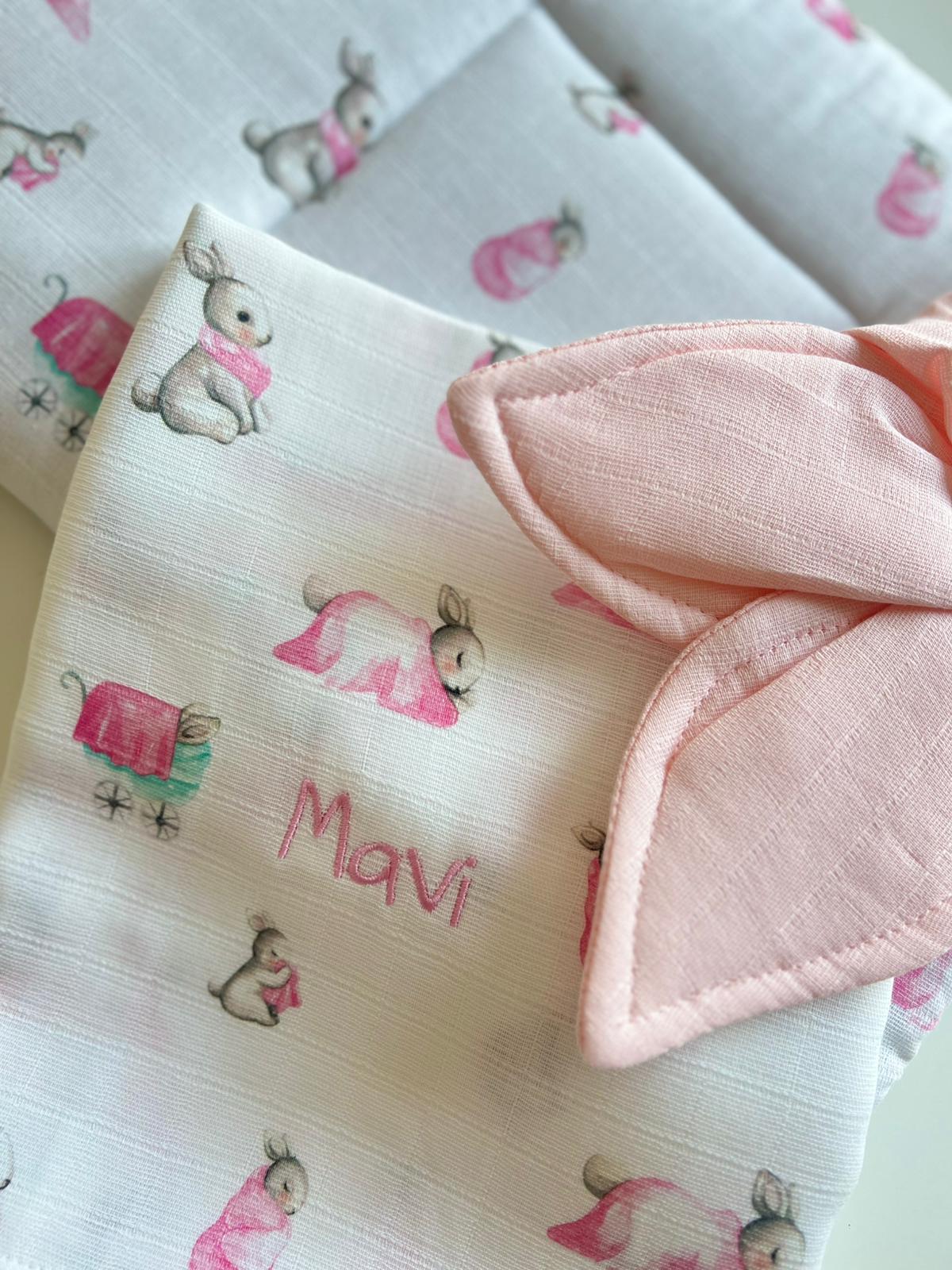 Müslin Bebek Örtüsü - Bébé Lapin Rose