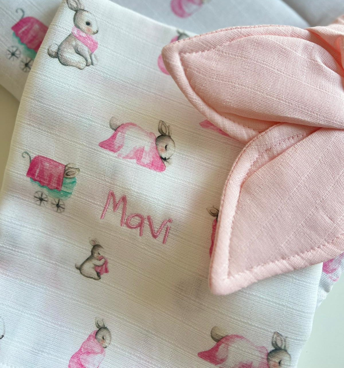 Müslin Bebek Ağız Bezi Paketi – Bébé Lapin Rose & Innocent Pink 10`lu