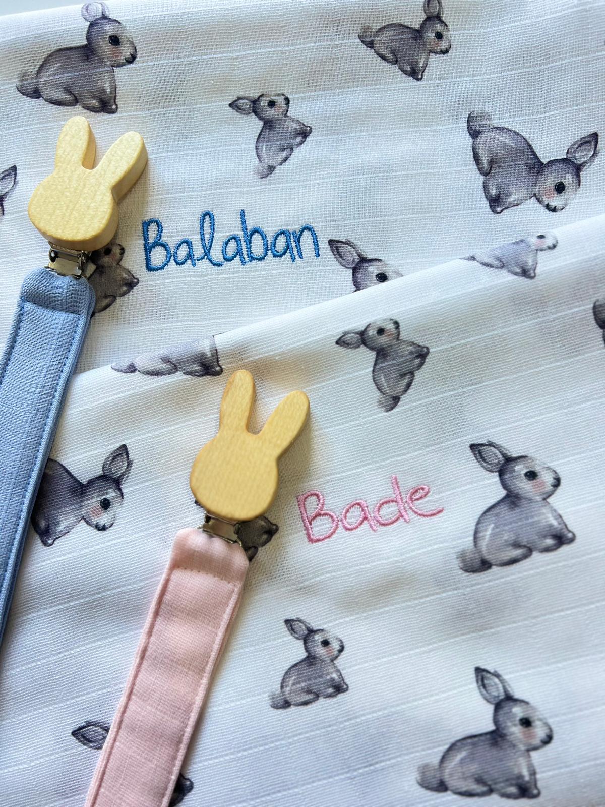 2’li Müslin Bebek Örtüsü – Iconique Lapin ve Cotton Grey - 100x100 cm