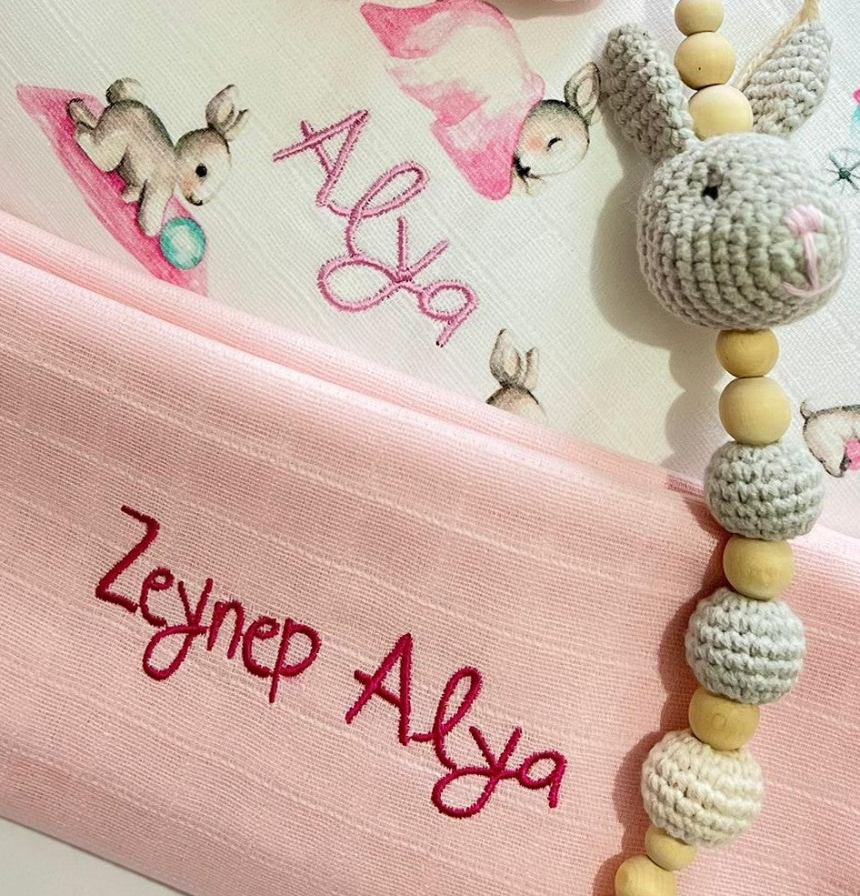 Müslin Bebek Ağız Bezi Paketi – Bébé Lapin Rose & Innocent Pink 10`lu