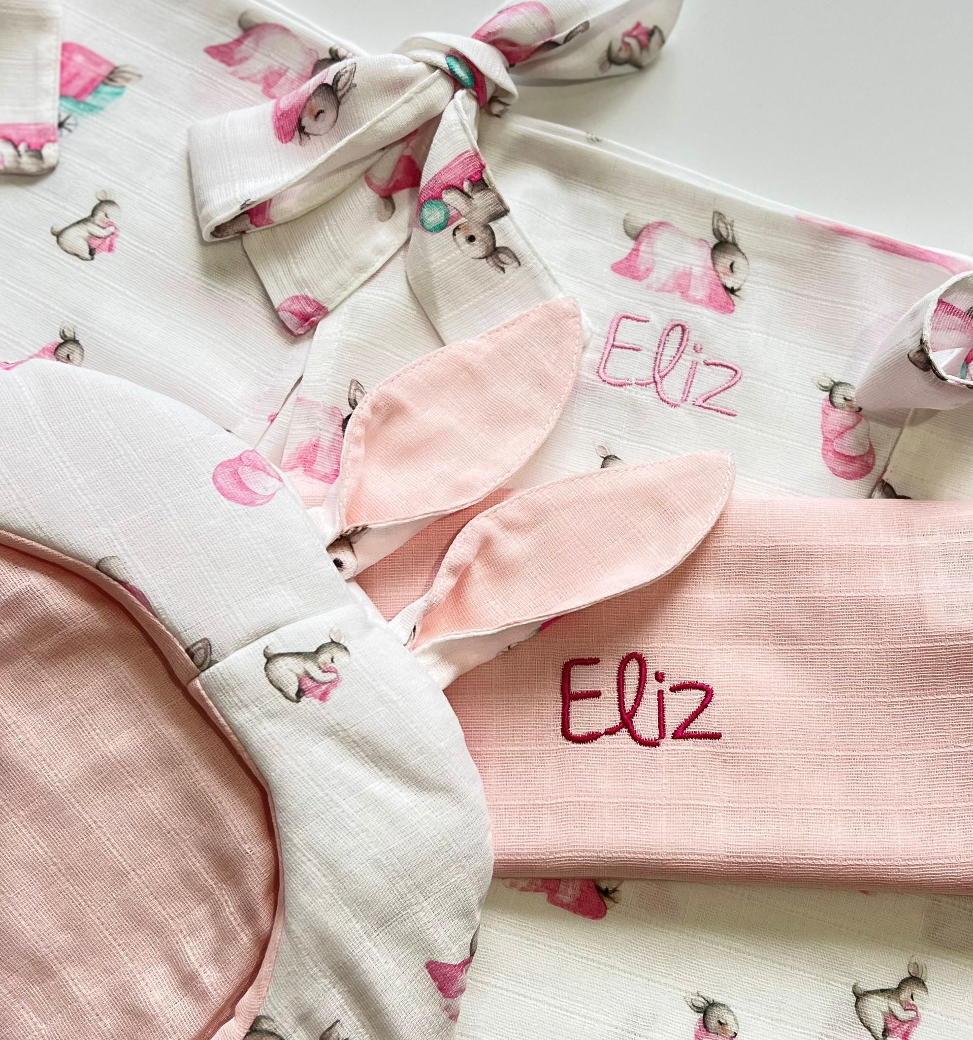 Müslin Puset Örtüsü - Bébé Lapin Rose