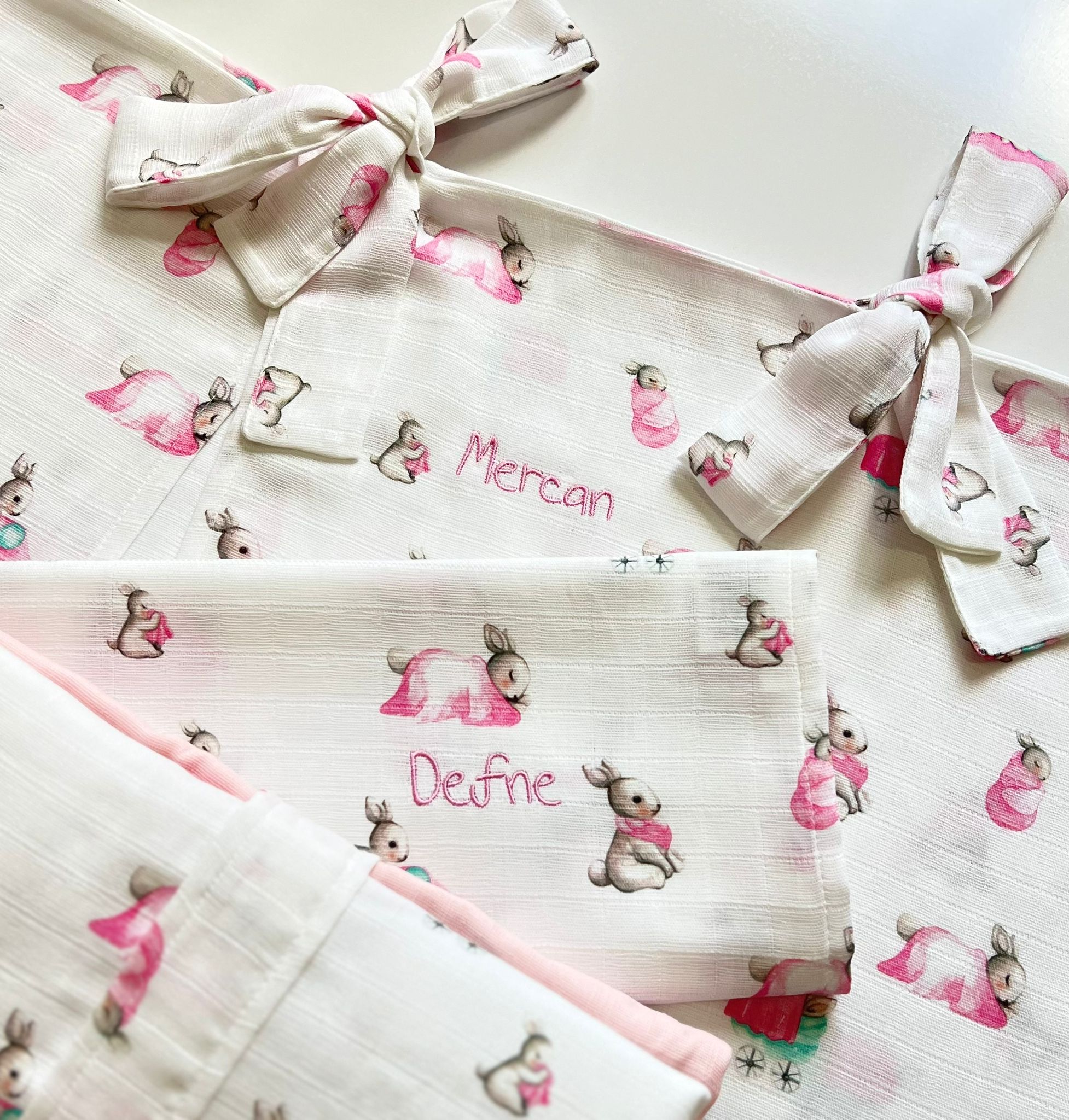 Müslin Bebek Örtüsü - Bébé Lapin Rose