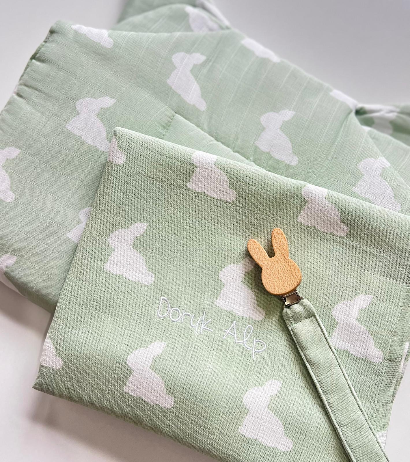 Müslin Puset Örtüsü - Mono Lapin Matcha Green