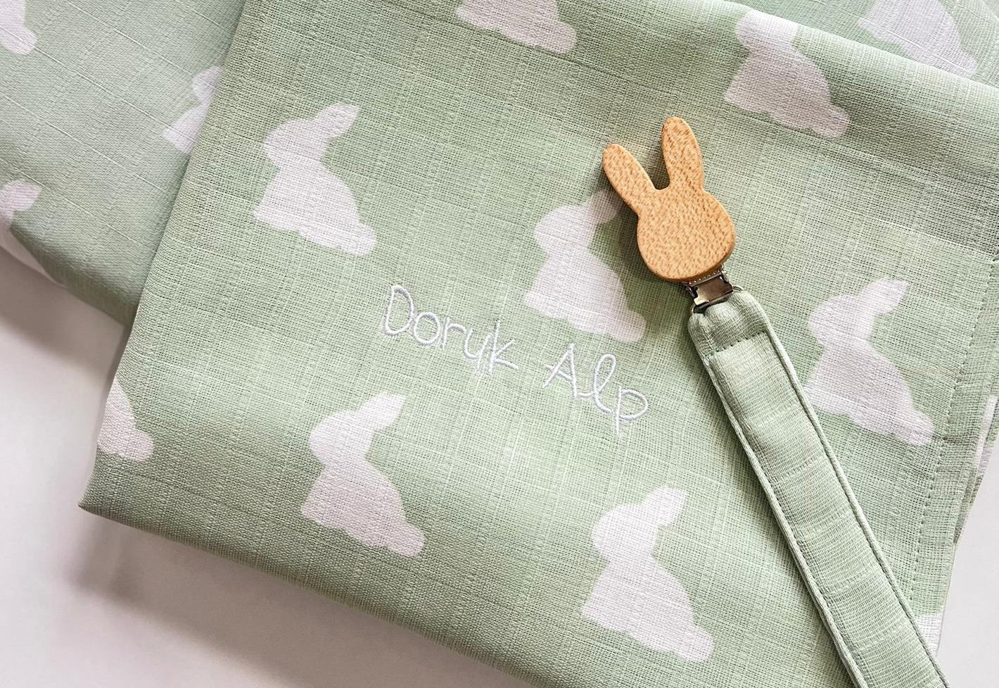 Müslin Bebek Omuz Bezi 5’li - Mono Lapin Matcha Green