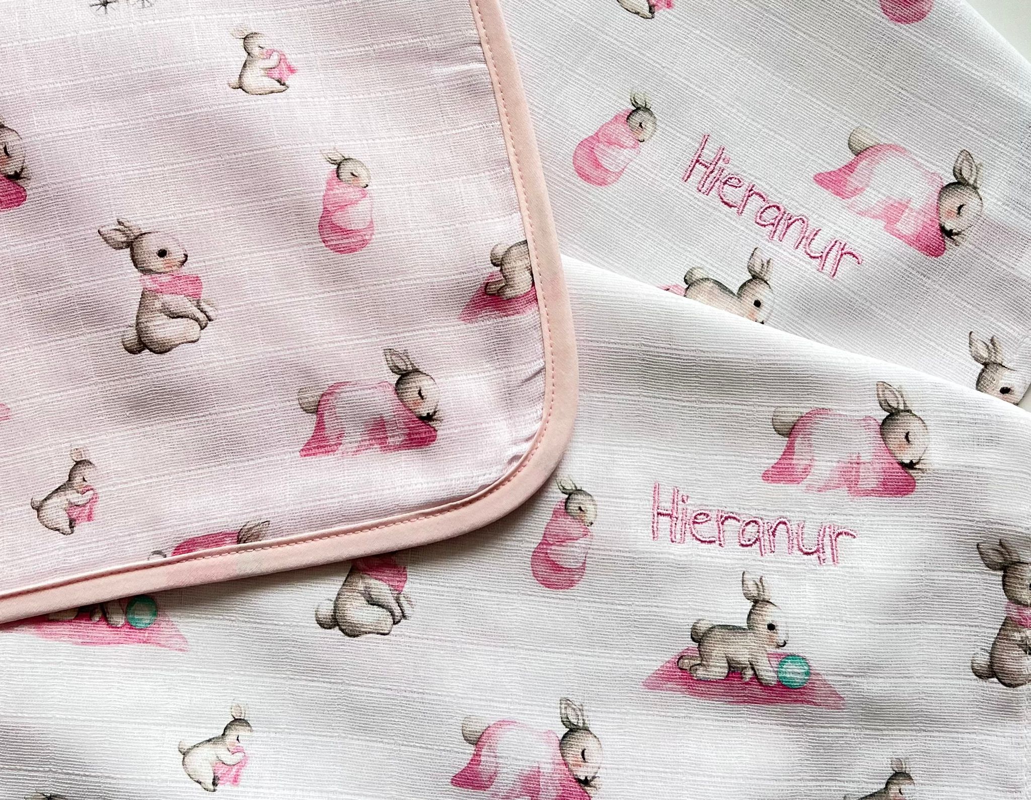 Müslin Bebek Örtüsü - Bébé Lapin Rose