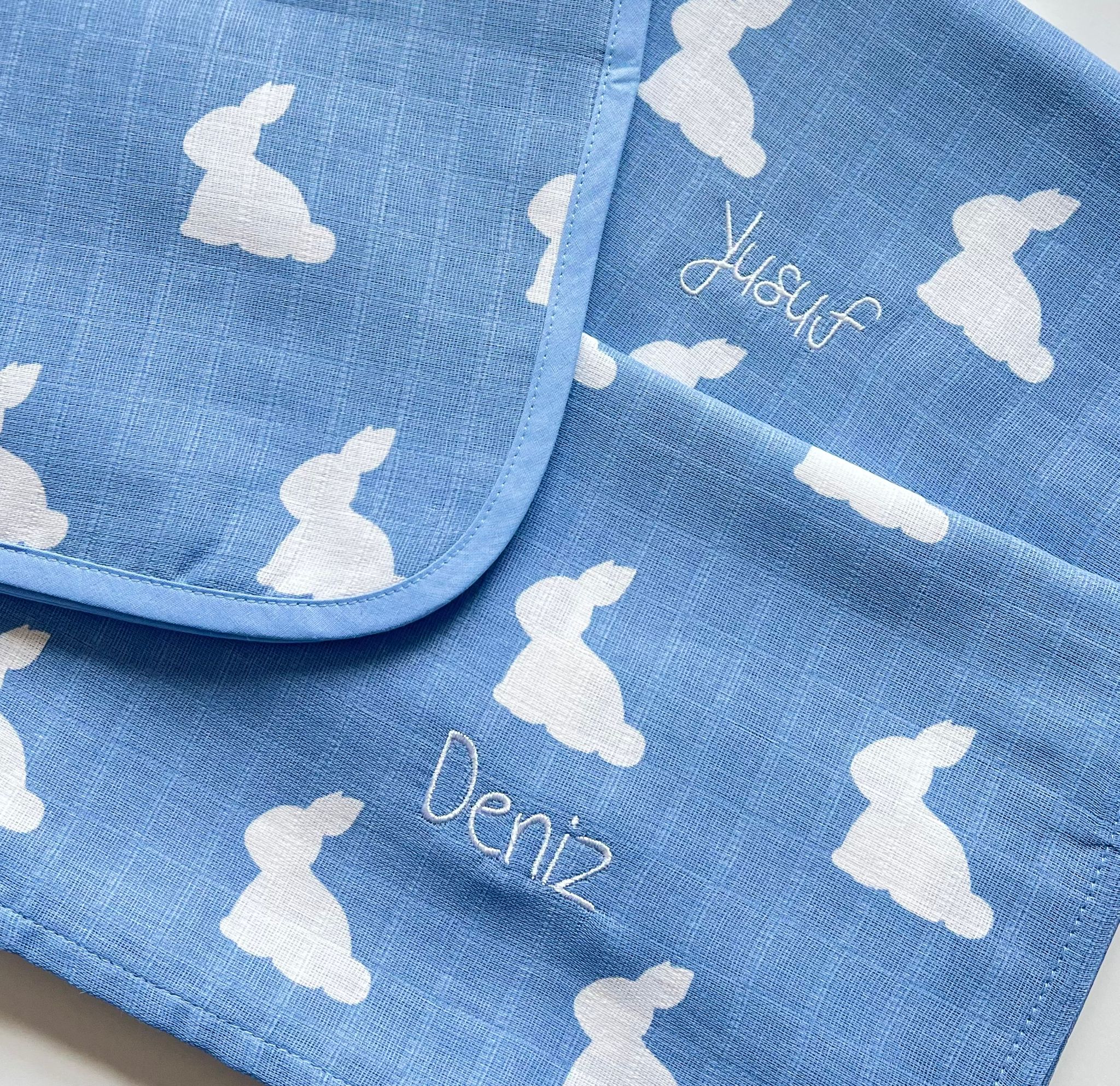 Müslin Bebek Örtüsü - Mono Lapin Royal Blue
