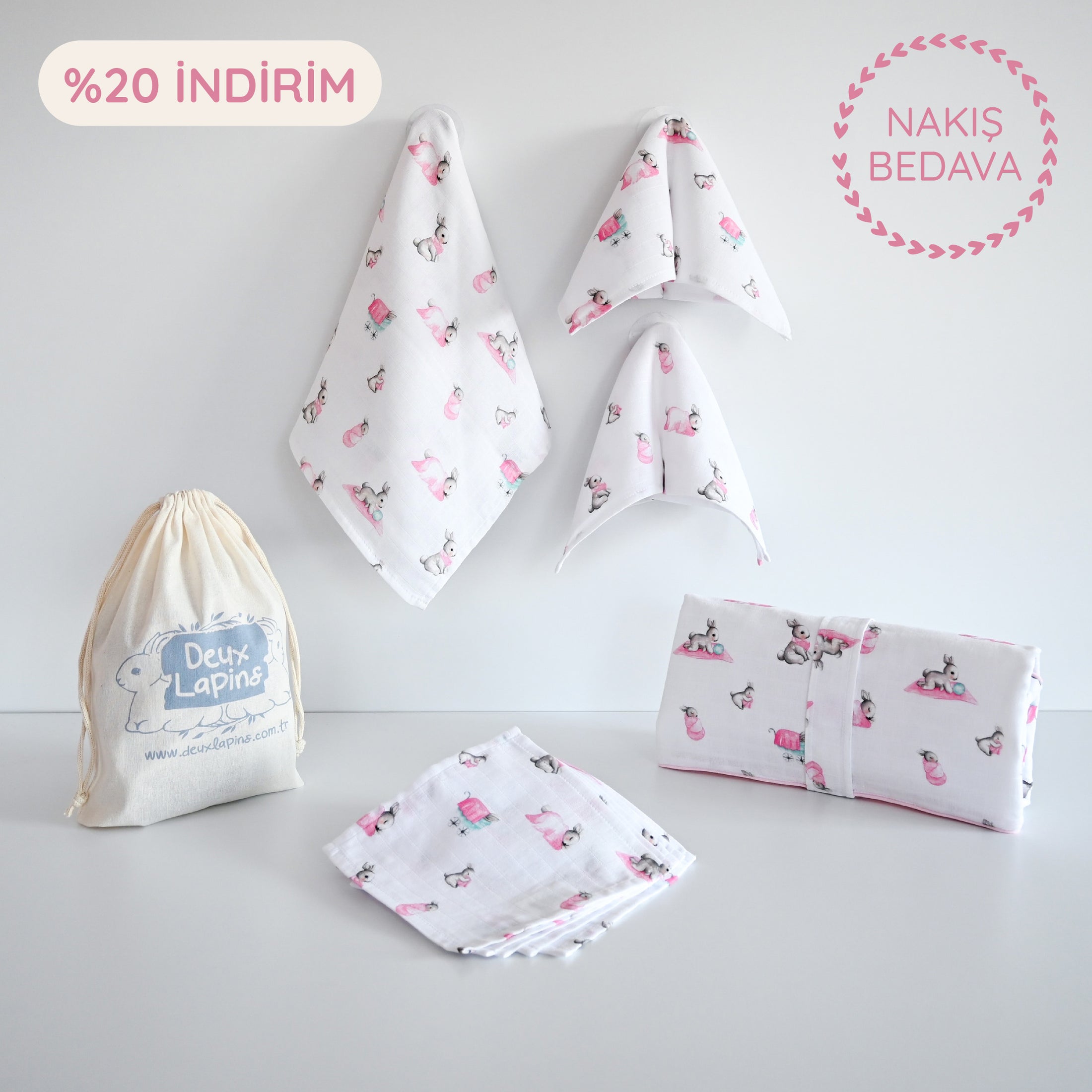 Yenidoğan Bebek Bakım Seti – Bebe Lapin Rose