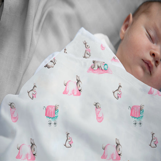 Müslin Bebek Örtüsü - Bébé Lapin Rose