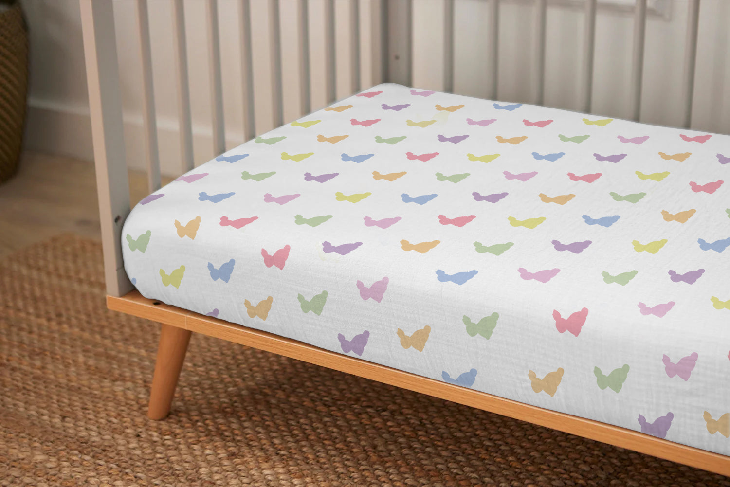 Lastikli Müslin Bebek Çarşaf - Rainbow Lapin
