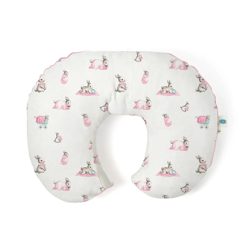 Müslin Bebek Emzirme Destek Yastığı Kılıfı - Bébé Lapin Rose