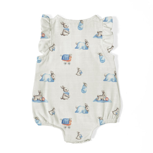 Müslin Kız Bebek Fırfırlı Kolsuz Tulum - Bébé Lapin