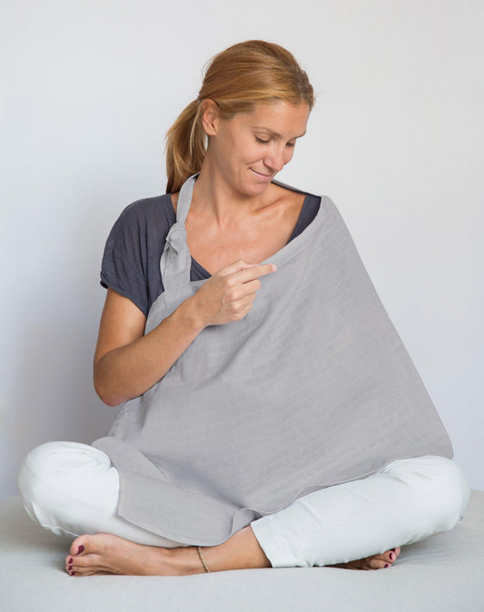 Müslin Bebek Emzirme Önlüğü - Cotton Grey