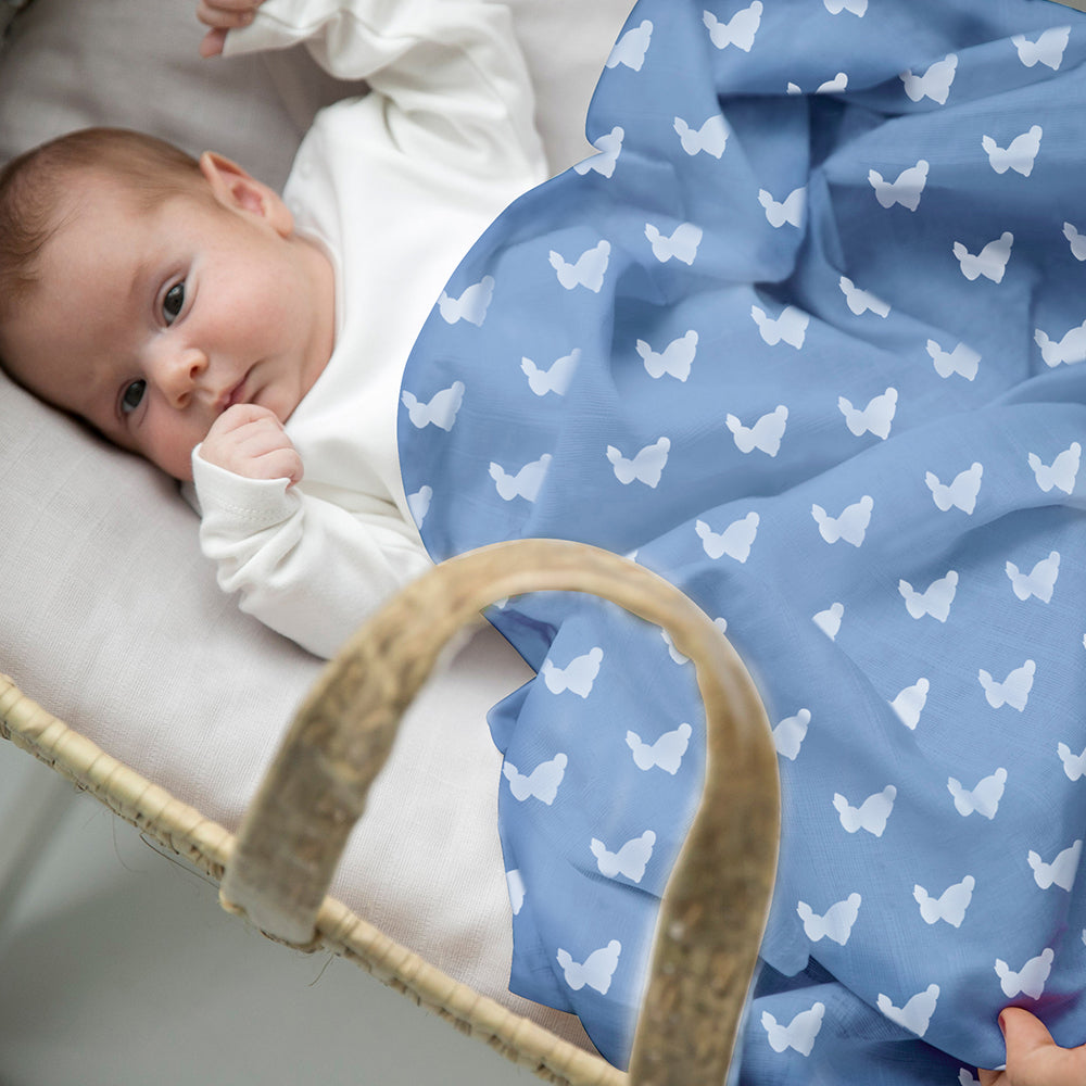 Müslin Bebek Örtüsü - Mono Lapin Royal Blue