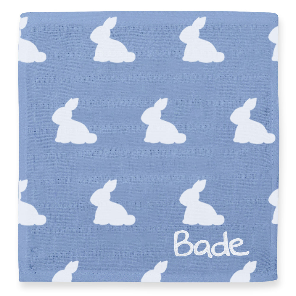 Müslin Bebek Ağız Bezi Paketi – Mono Lapin Royal Blue & Cotton Grey 10`lu