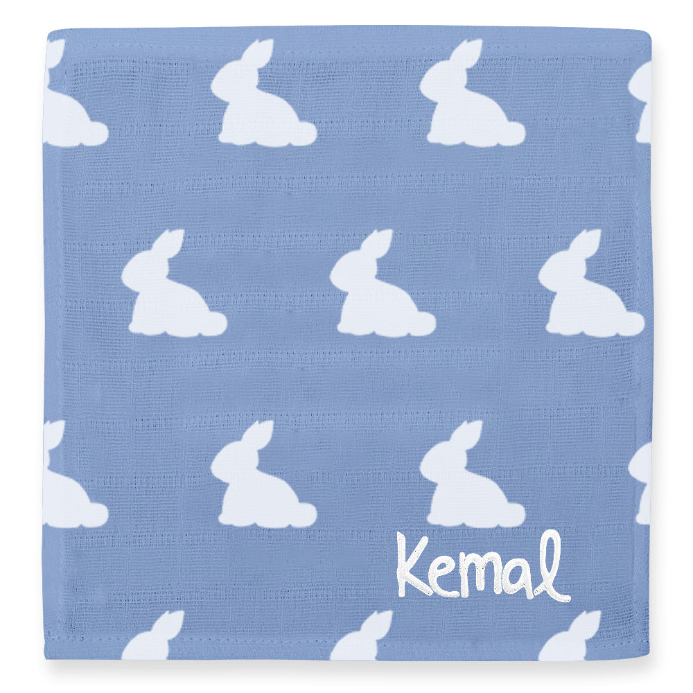 Müslin Bebek Ağız Bezi Paketi – Mono Lapin Royal Blue & Endless Blue 10`lu