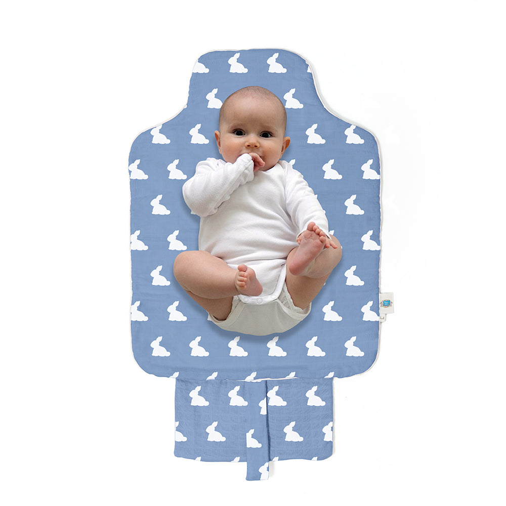 Çantalı Pratik Katlanabilir Alt Değiştirme Matı - Mono Lapin Royal Blue